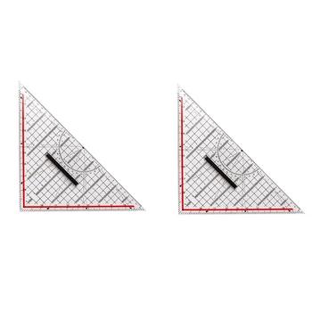2 елемента от 30 см Линийка за чертане на триъгълници, богат на функции линийка за чертане с дръжка Транспортир Измервателна линия Канцеларски материали