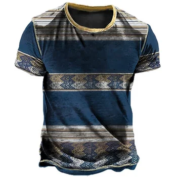 2024 Реколта мъжка тениска Лято Ретро Мъжка тениска градинска тениска Мода С къс ръкав Ретро топ с 3D-принтом Мъжки дрехи