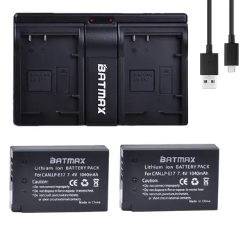 Batmax 2 елемента LP-E17 LP E17 E17 Батерия Камера + USB Двойно Зарядно Устройство за Canon EOS Rebel T6i 750D 800D 200D 8000D Kiss X8i Камера