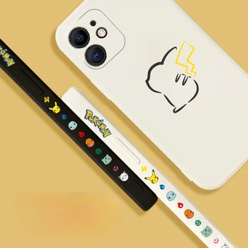 Cartoony Калъф Pikachu Go PokeBall Pokemons За iPhone 14 13 7 8 Plus 11 12 Pro Max X XS MAX XR С Шарени Аниме Калъф За вашия Телефон