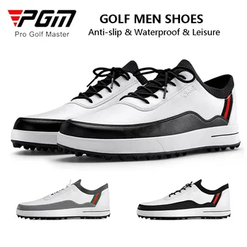PGM Мъжки Обувки за голф, Мъжки Фиксирани Мини Маратонки С Шипове, Водоустойчив Мъжки Спортни обувки от Микрофибър, Дишащи Маратонки, без закопчалка за почивка