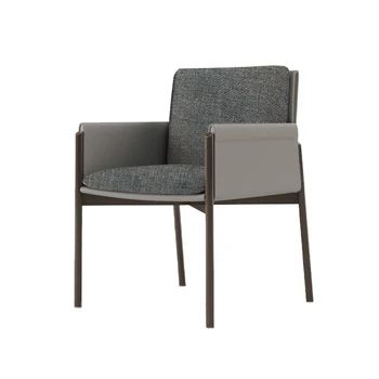 Висококачествено минималистичное Съвременно стол за хранене, светло сиво стол за трапезария от хотелска тъкан