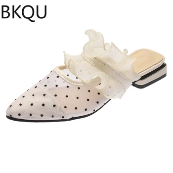 Дамски сандали BKQU 2023 Пролет лято Елегантна парти Бели дамски обувки-лодки, с остър нос, луксозни обувки, женски ток на висок ток 40