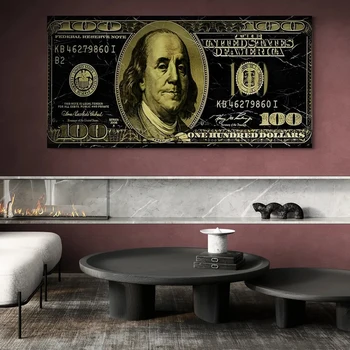 Доларът Мраморна текстура Неонова картина върху платно Плакат HD Печат Модерните стенни художествени картини Дневна Спалня Украса на Подарък