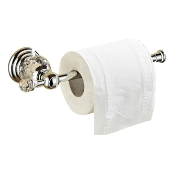 Кристална държач за тоалетна хартия, Хромиран държач за кърпички, Сребърен стенни закачалка за тоалетни ролки в банята