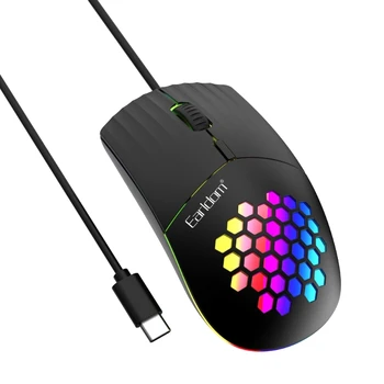 Мишка Type C, детска мишка с кабелен USB C, ергономична детска мишка с 7 RGB подсветка и резолюция 1600 точки на инч, регулируеми за преносими компютри, телефони, КОМПЮТРИ, таблети