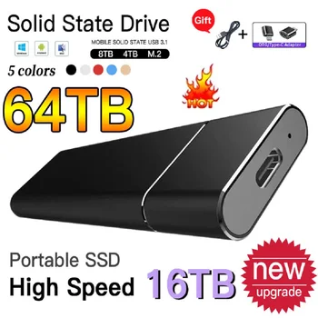 Нов Високоскоростен Преносим SSD-Диск с капацитет 1 TB Външен Хард Диск, USB 3.1 Type-C 500gb Твърд Диск за Лаптоп Mac PC Android