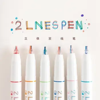 Скоростна двухцветных гелевых писалки, комплект за творчески графити, Пособия за рисуване, Канцеларски материали Kawaii, Студентски маркер за четене, направи си САМ