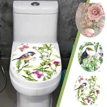 Стикер на тоалетна във формата на цвете от листата на растенията, PVC, Водоустойчив самозалепващи стикери за стъкло в стаите, Прозорци, Цветя, врати за баня, Декорация на стените L0L0